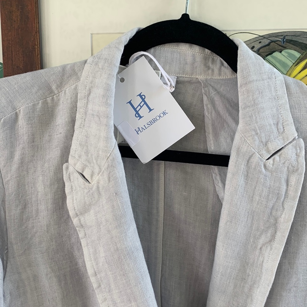 120% Lino light blue linen blazer 42